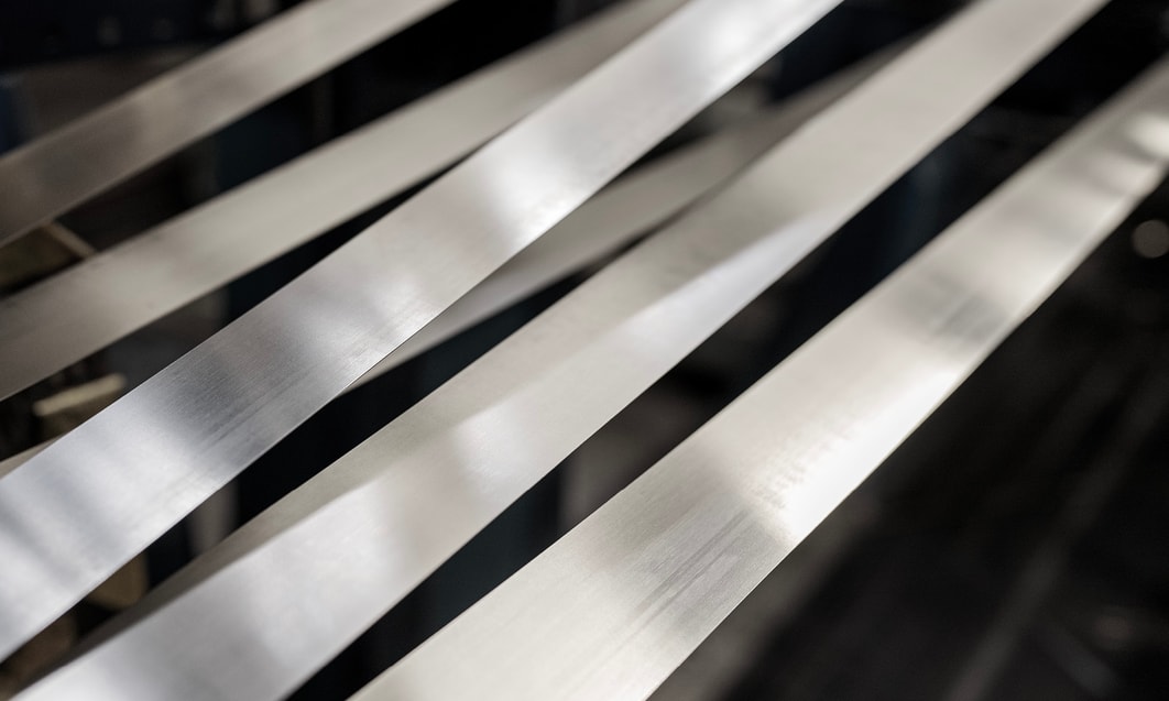 a close up of metal strips