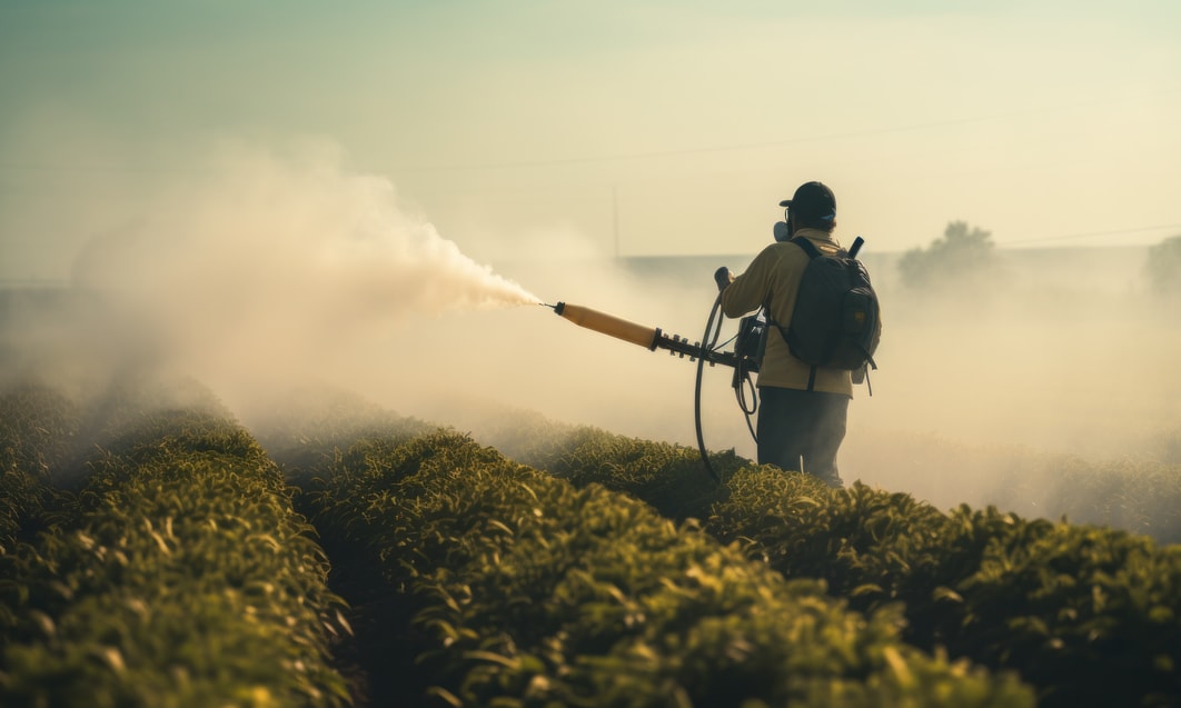 a person spraying a field