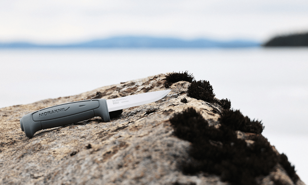 a knife on a rock