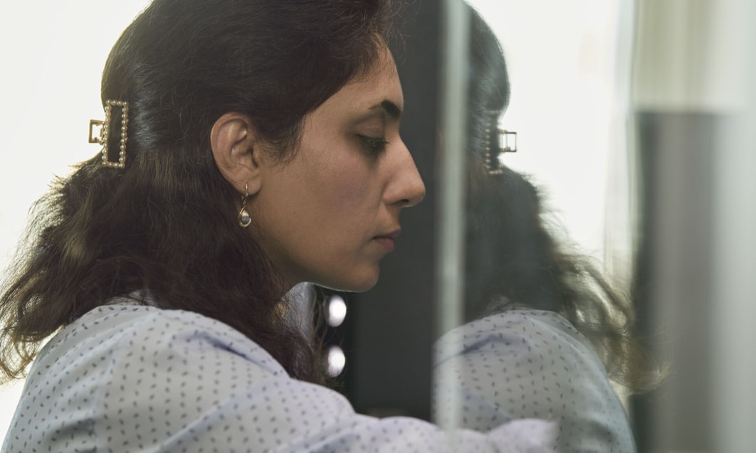 a person with her eyes closed