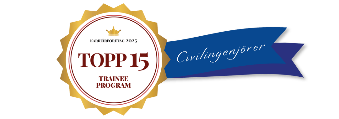 ett guldblått band med röd text