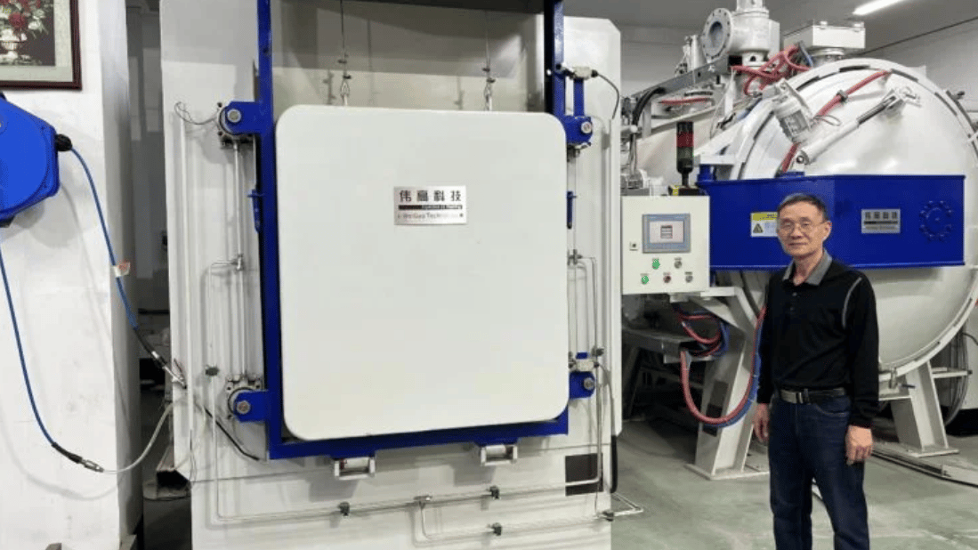 a large white box with a blue handle