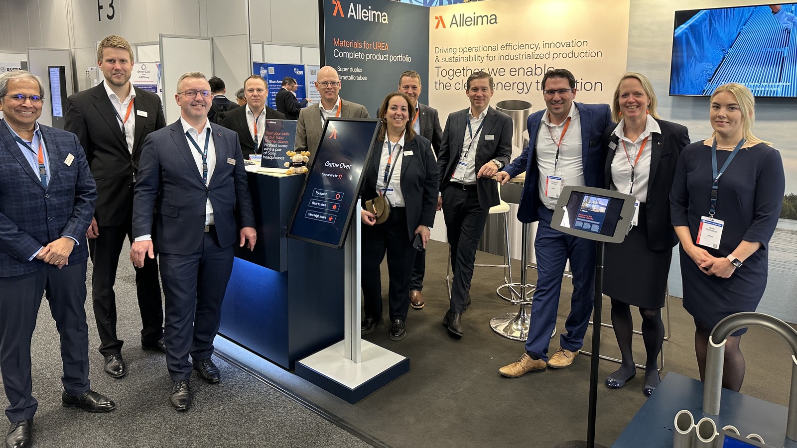 a group of people standing in front of a podium