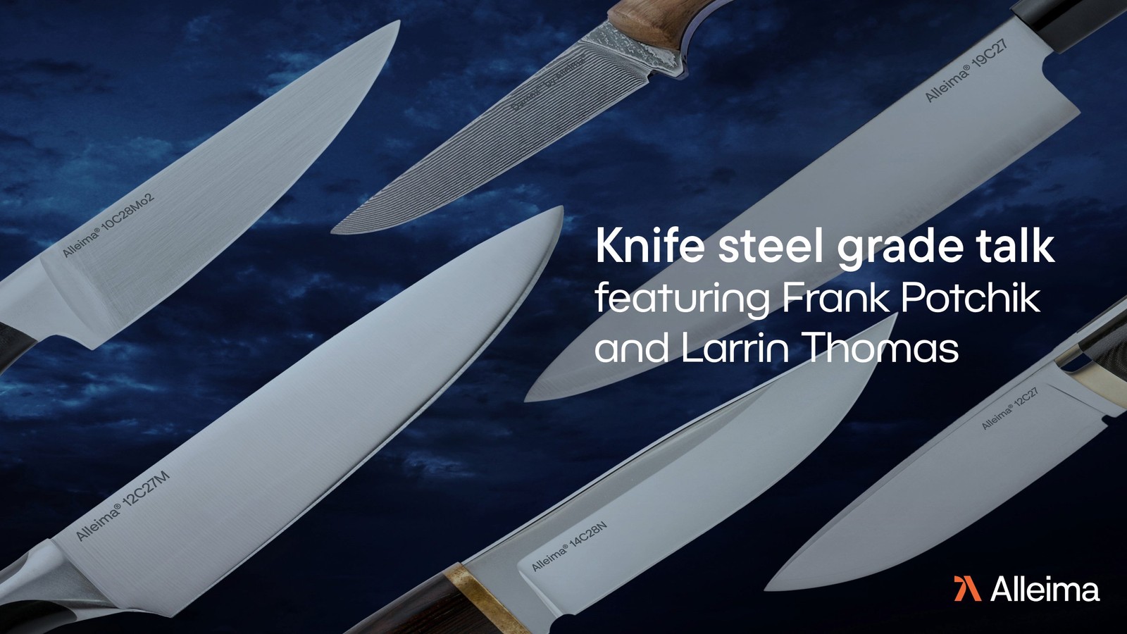 a group of knives with a dark background