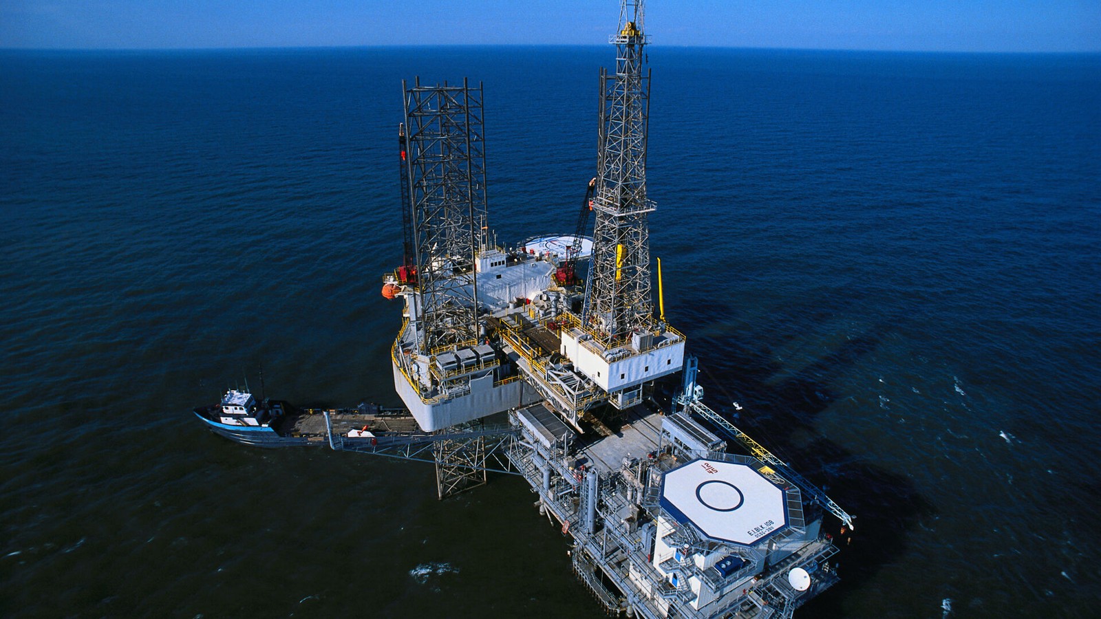an oil rig in the water
