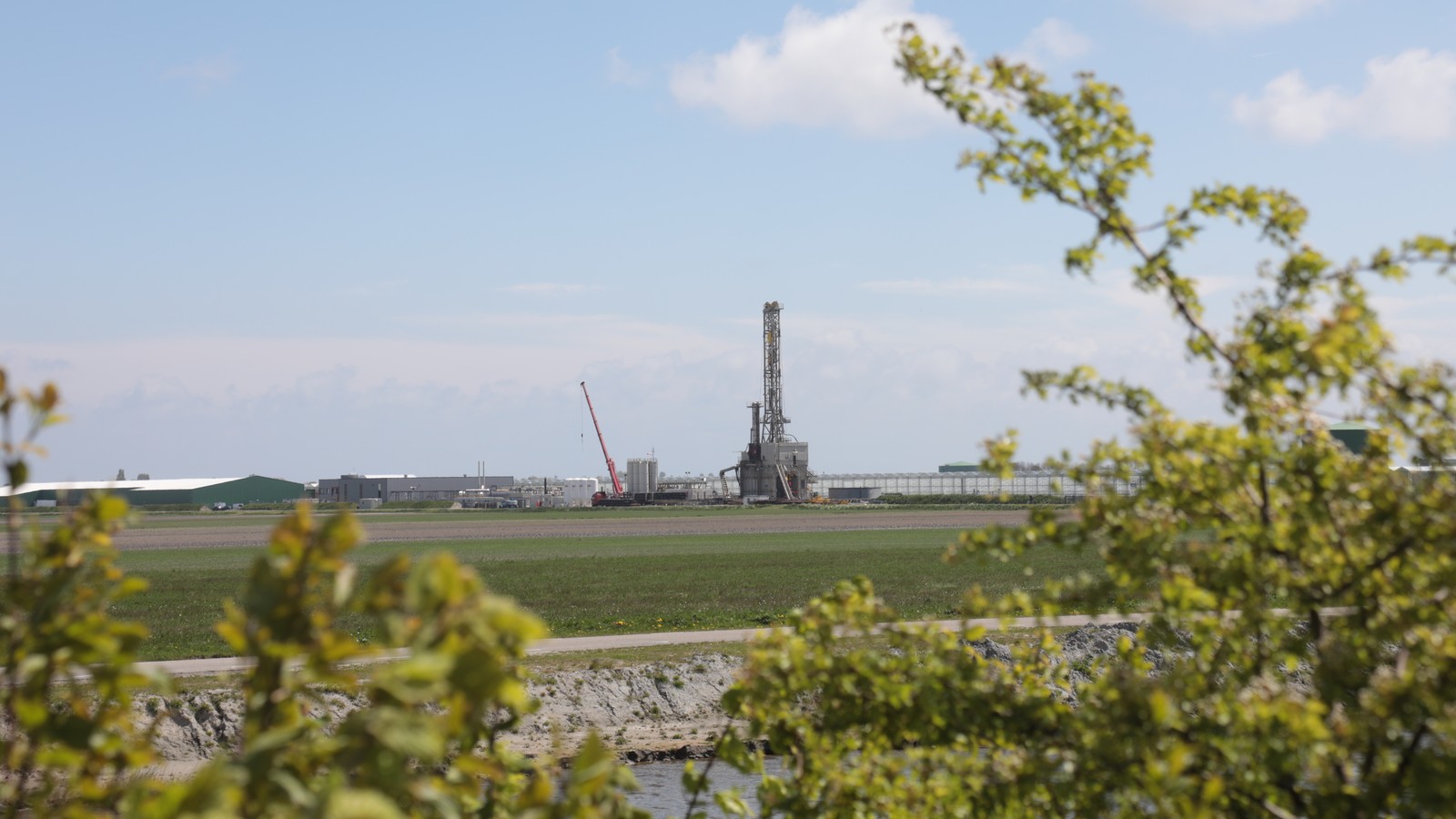 a large building in a field