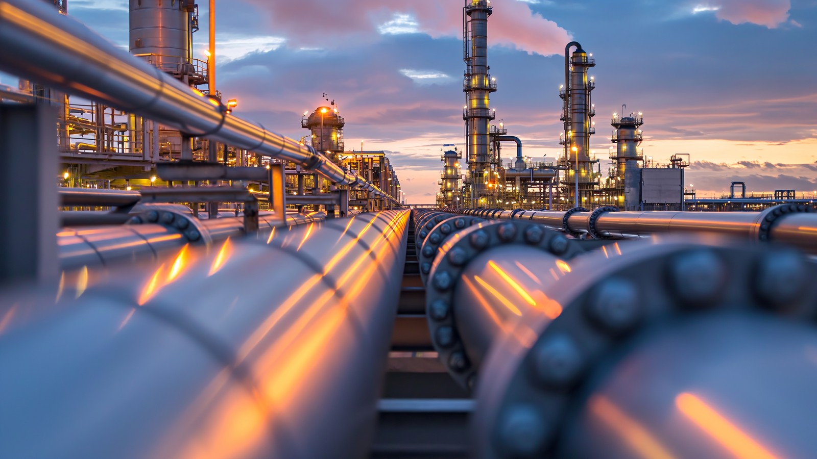 a large industrial plant with persony pipes