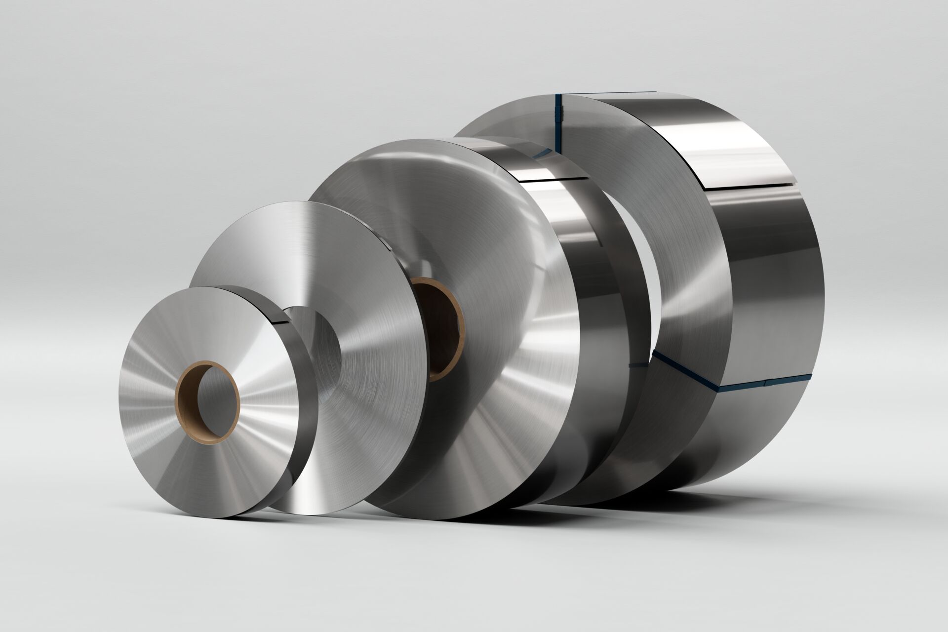 a group of rolls of metal
