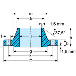 blue drawing of a piece of metal