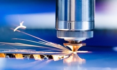 close-up of a laser cutting machine