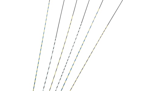 a group of thin black and yellow lines