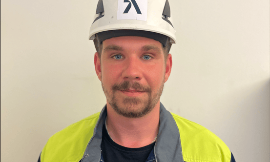 a person wearing a hard hat