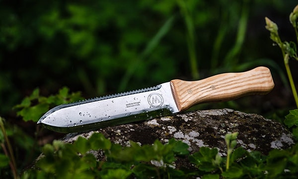 a knife on a rock