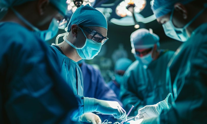 a group of surgeons in a operating room