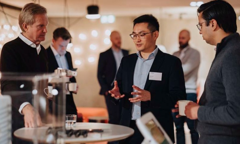 a group of people in a room