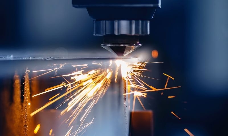 a laser cutting machine with sparks