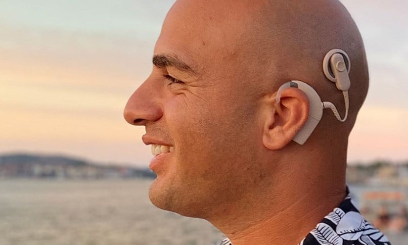 a person with a hearing aid