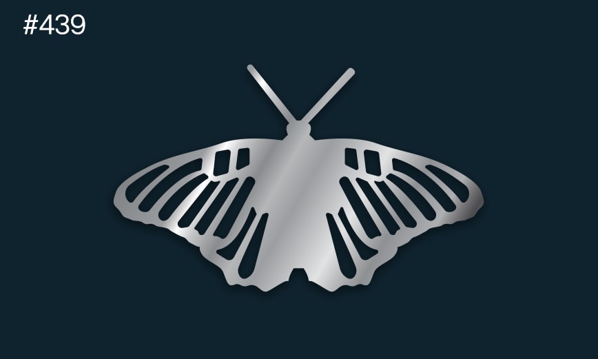 a silver butterfly with a stick