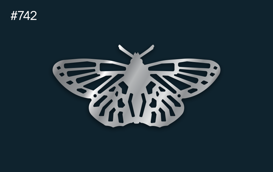 a silver butterfly on a dark background