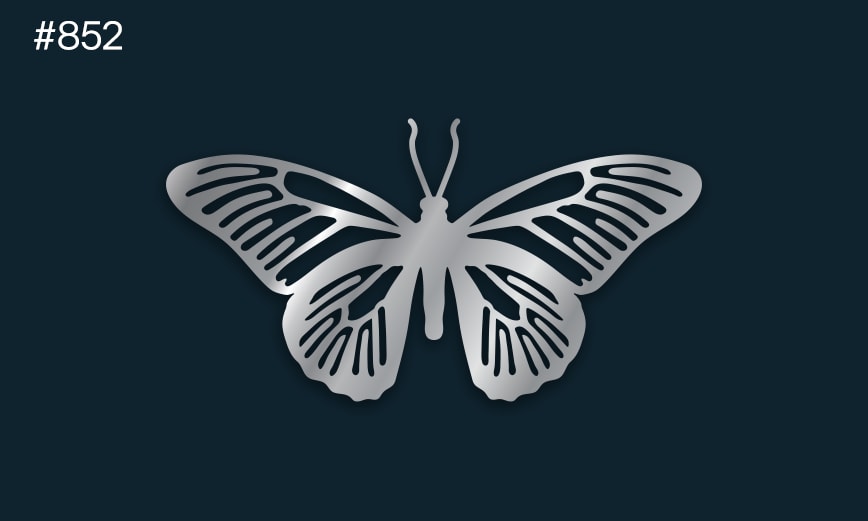 a silver butterfly on a dark background