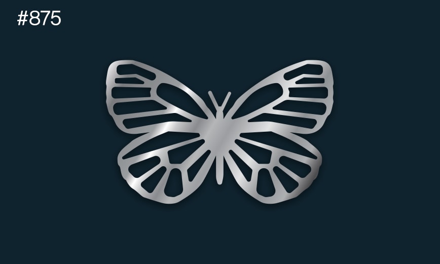 a silver butterfly on a dark background